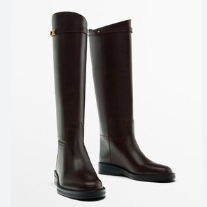 Massimo Dutti NWT brown leather riding boots
